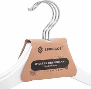 Springos Wieszaki na ubrania drewniane zestaw 3 szt. białe UNIWERSALNY 3