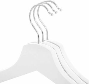 Springos Wieszaki na ubrania drewniane zestaw 3 szt. białe UNIWERSALNY 6