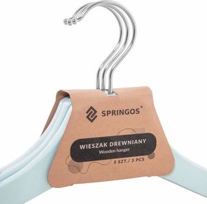 Springos Wieszaki na ubrania drewniane zestaw 3 szt. niebieskie UNIWERSALNY 4