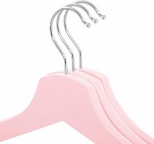 Springos Wieszaki na ubrania drewniane zestaw 3 szt. różowe UNIWERSALNY 4