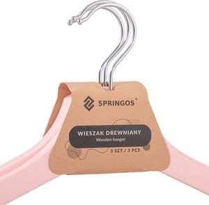 Springos Wieszaki na ubrania drewniane zestaw 3 szt. różowe UNIWERSALNY 7
