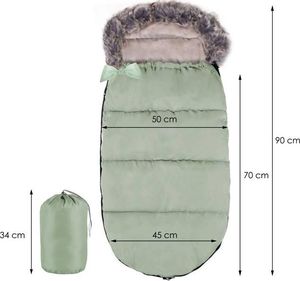 Springos Śpiworek do wózka 4w1, śpiwór z futerkiem do sanek, gondoli 90 cm zielony UNIWERSALNY 14