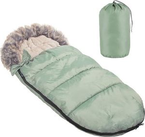 Springos Śpiworek do wózka 4w1, śpiwór z futerkiem do sanek, gondoli 90 cm zielony UNIWERSALNY 2