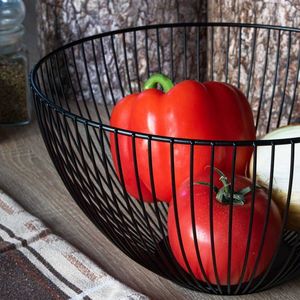 Springos Kosz na owoce, koszyk metalowy 25x15 cm czarny UNIWERSALNY 6