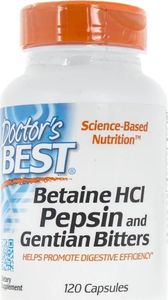 DOCTORS BEST Doctor's Best Betaine HCl Pepsin Gentian Bitters - 120 kapsułek 1
