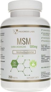 Progress Labs Progress Labs MSM (siarka organiczna) 500 mg - 250 tabletek 1