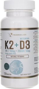 Progress Labs Progress Labs Witamina K2 MK-7 Z Natto 100 mcg + D3 2000 IU 50 mcg - 120 tabletek 1