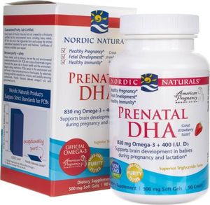 Nordic naturals Nordic Naturals Prenatal DHA 830 mg smak truskawkowy - 90 kapsułek 1