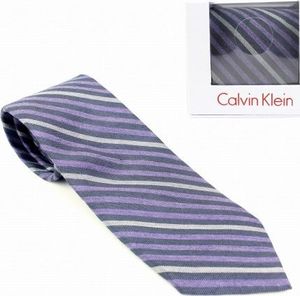 Calvin Klein Krawat MĘSKI fioletowy W PASKI 1