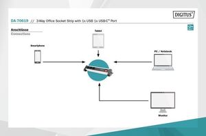 Listwa zasilająca Digitus 3 gniazda 1.5 m czarna (DA-70619) 9