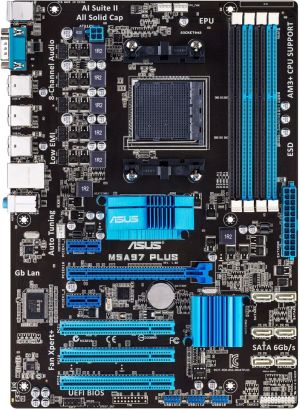 Płyta główna Asus M5A97 PLUS, A970, AM3+, PCX, DZW, GLAN, SATA3, USB2, RAID, DDR3, CROSSFIRE (M5A97 PLUS) 4
