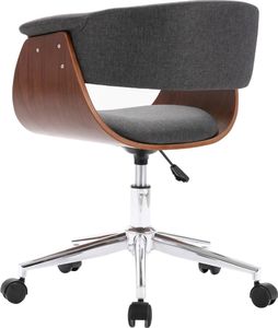 vidaXL Obrotowe krzesło stołowe, szare, gięte drewno i tkanina 5