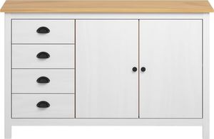 vidaXL Komoda Hill Range, biała, 130x40x80 cm, lite drewno sosnowe 2