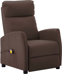 vidaXL Rozkładany fotel masujący, brązowy, ekoskóra (289725) - 289725 1