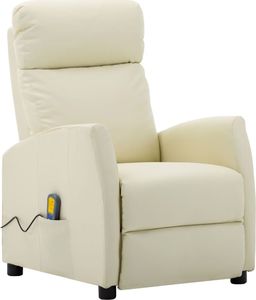 vidaXL Rozkładany fotel masujący, kremowy, ekoskóra 1