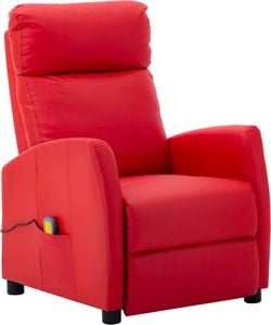 vidaXL Rozkładany fotel masujący, czerwony, ekoskóra 1