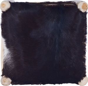 vidaXL Stołek barowy, naturalne kozia skóra i lite drewno tekowe 5