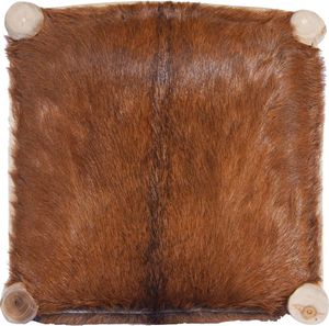 vidaXL Stołek barowy, naturalne kozia skóra i lite drewno tekowe 6