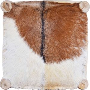 vidaXL Stołek barowy, naturalne kozia skóra i lite drewno tekowe 8