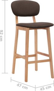 vidaXL Krzesła barowe, 2 szt., brązowe, tapicerowane tkaniną 8