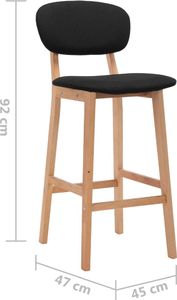 vidaXL Krzesła barowe, 2 szt., czarne, tapicerowane tkaniną 8