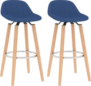 vidaXL Krzesła barowe, 2 szt., niebieskie, tapicerowane tkaniną 1