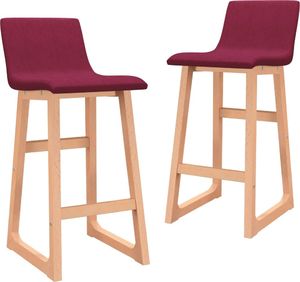vidaXL Krzesła barowe, 2 szt., czerwone wino, tapicerowane tkaniną 1