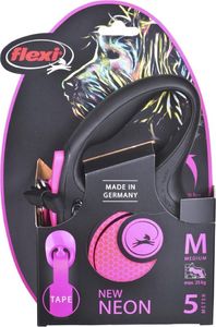 Flexi Smycz automatyczna New Neon M taśma 5 m kol. różowy 4