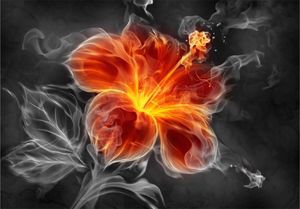 DecoNest Fototapeta - Ognisty kwiat pośród dymu - 200X140 1