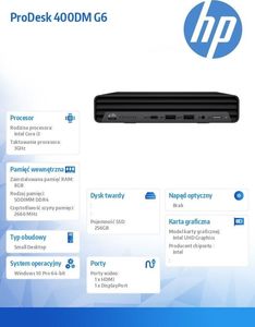 Komputer HP ProDesk 400 G6 Intel Core i3-10100T 8 GB 256 GB SSD Windows 10 Pro 3
