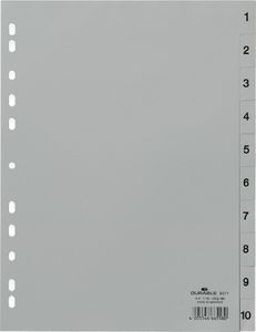 Durable Przekładki PP A4, numeryczne 1-10, szare Durable szary 1