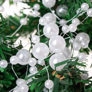 Springos Łańcuch na choinkę z pereł 3-8mm ozdoba świąteczna biały UNIWERSALNY 5