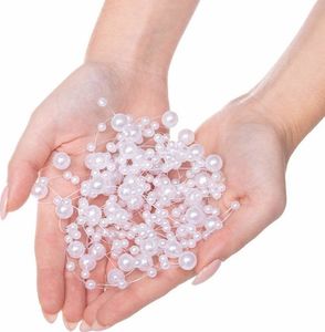 Springos Łańcuch na choinkę z pereł 5-10mm ozdoba świąteczna biały UNIWERSALNY 7