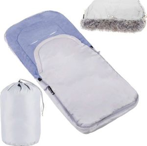 Springos Śpiworek do wózka 4w1, mufka, śpiwór do sanek, gondoli z torbą 90 cm szaro-niebieski UNIWERSALNY 12