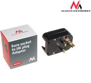 Maclean Adapter zasilania UK na Euro kątowy czarny (MCE70) 10