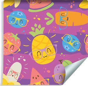 Muralo Tapeta Dla Dzieci - Kolorowe Owoce i Warzywa w Okularach 1