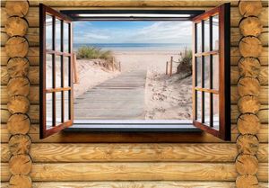 DecoNest Fototapeta - Plaża za oknem - 150X105 1