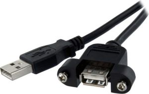 Kabel USB StarTech USB-A - USB-A 0.9 m Czarny (USBPNLAFAM3) 1