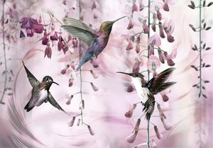 DecoNest Fototapeta - Latające kolibry (różowy) - 300X210 1