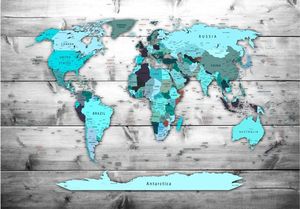 DecoNest Fototapeta - Mapa świata: Błękitne kontynenty - 150X105 1