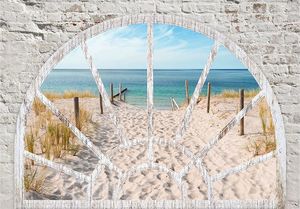 DecoNest Fototapeta - Widok z okna - Plaża - 150X105 1
