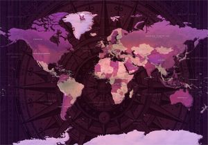 DecoNest Fototapeta - Fioletowa mapa świata - 100X70 1