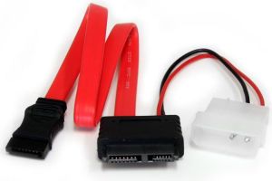 StarTech SATA - SATA Slimline + Molex, 0.3m, Czerwony (SLSATAF12) 1