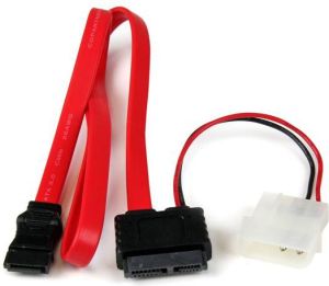 StarTech SATA - SATA Slimline + Molex, 0.5m, Czerwony (SLSATAF20) 1