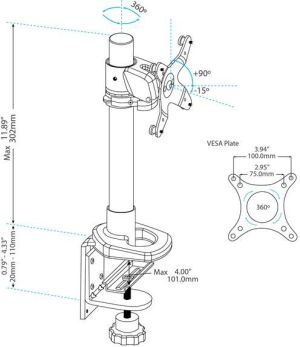StarTech Uchwyt biurkowy na monitor 12" - 34" (ARMPIVOT) 5