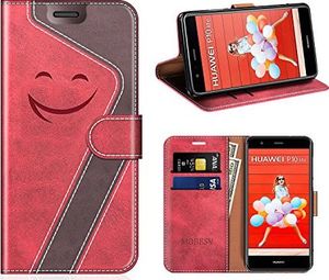 Mobesv MOBESV Smiley Etui na Huawei P10 Lite Skóra, Etui na Huawei P10 Lite Skórzane Etui / Portfel / Skórzane Etui Etui na Telefon / Etui ochronne na Huawei P10 Lite, Czerwony / Ciemnofioletowy 1