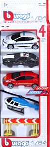 Bburago Maisto France Miniaturowe samochody - Zestaw z 4 pojazdami ratunkowymi 1/64 + akcesoria 3