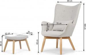 Sofotel Fotel uszak z podnóżkiem Norse jasny szary 9