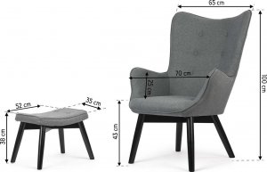 Sofotel Fotel uszak z podnóżkiem Norse szary 10