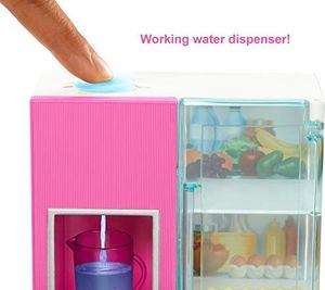 Lalka Barbie Barbie Barbie GHL85 - luksusowy zestaw mebli lodówka i lalka (brunetka) 4
